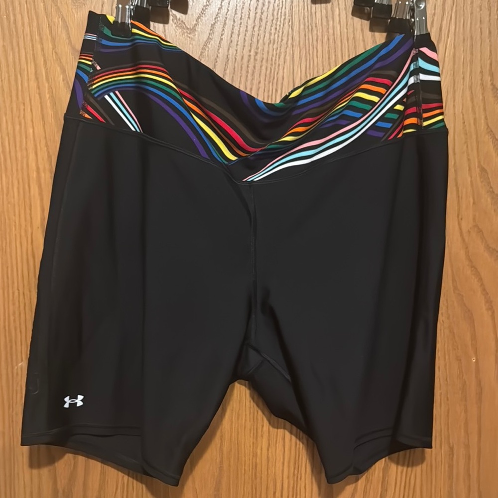Under Armour Black Bike Shorts with Rainbow Waistband